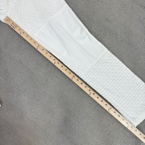 Pilcro by Anthropologie Hyphen Eyelet Chino Pants Ivory Size 31 Tall 12 - Picture 14 of 16